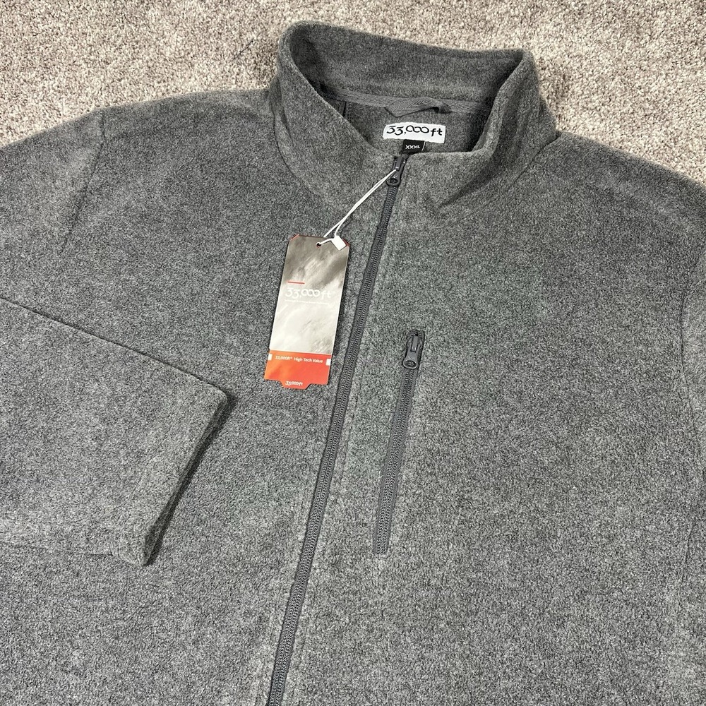 NEW 33,000 Ft Men's High Tech Full Zip Polar Fleece Size XXXL Gray Outdoors 3XL